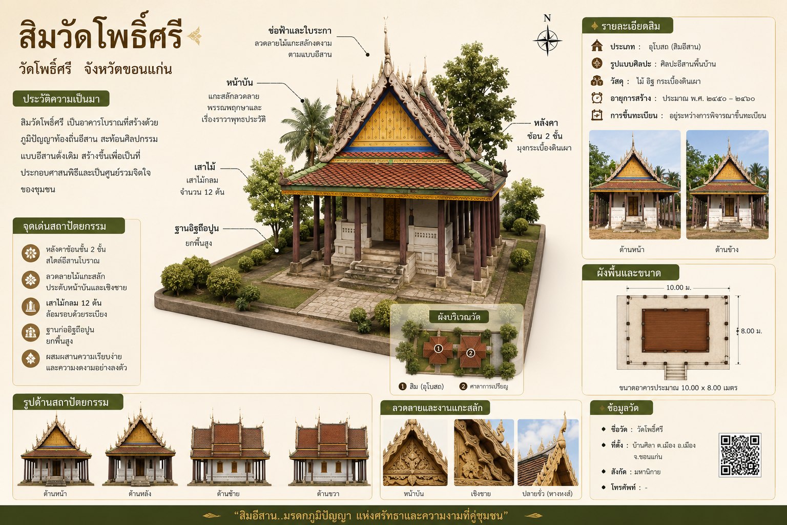 วัดโพธิ์ศรี ขอนแก่นสิมวัดโพธิ์ศรี บ้านศิลา